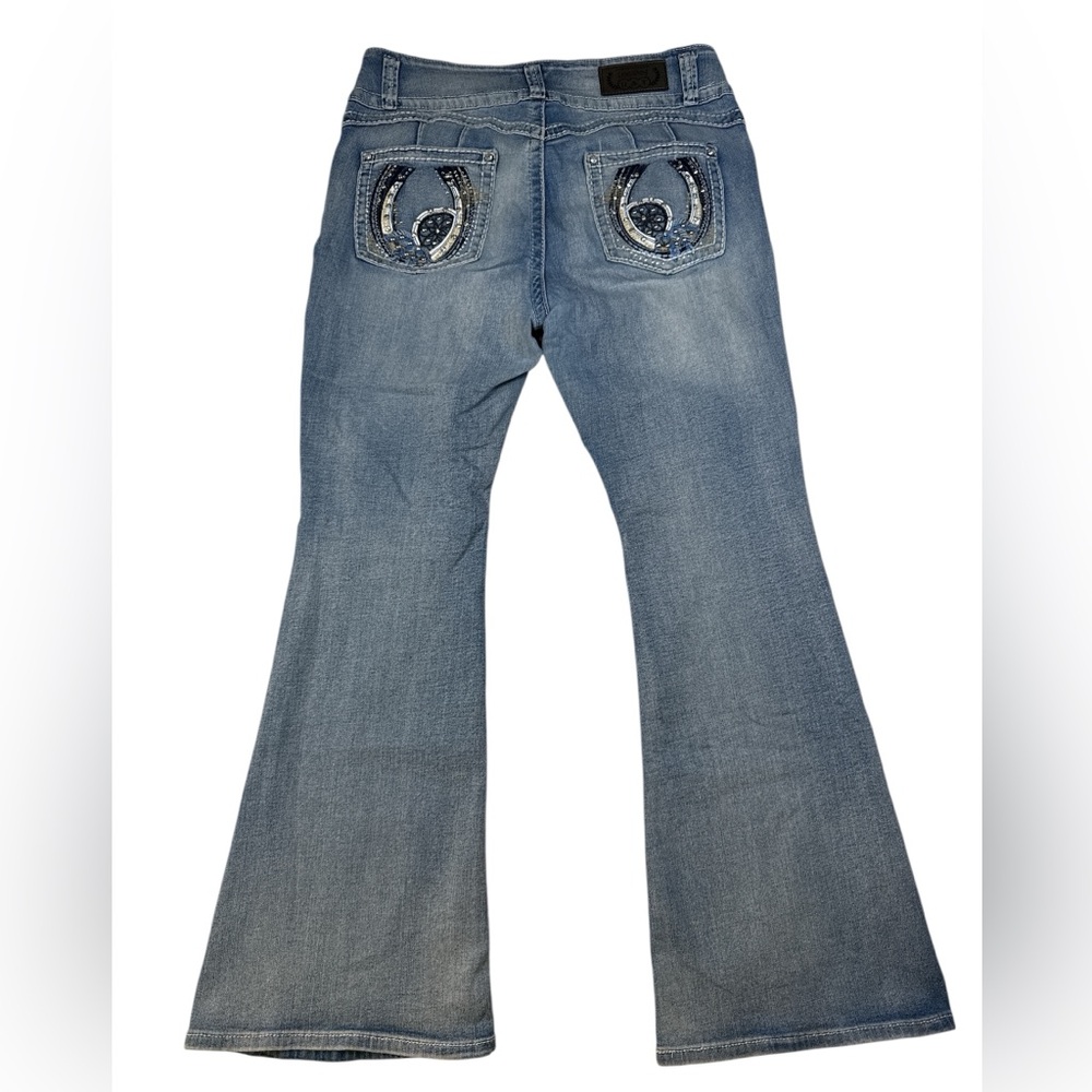 Y2K Horseshoe Pocket Bootcut Cowgirl Bling Jeans 15/16
